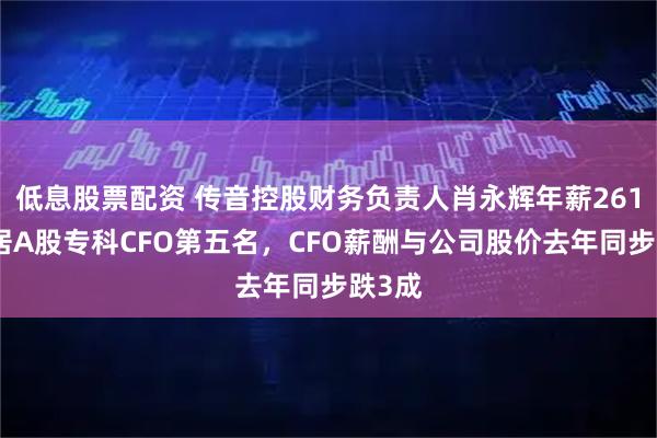 低息股票配资 传音控股财务负责人肖永辉年薪261万位居A股专科CFO第五名，CFO薪酬与公司股价去年同步跌3成